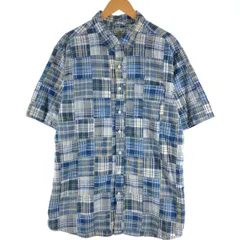 古着 90~00年代 エルエルビーン L.L.Bean パッチワーク 半袖 コットン チェックシャツ メンズXL相当 ヴィンテージ/eaa534180