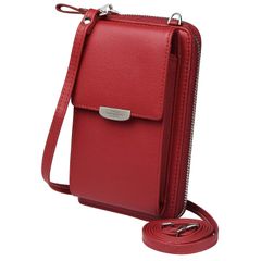 【新着商品】携帯電話 財布 クレジットカードスロット付き 小型クロスボディバッグ 女性用 US サイズ: Kukoo one_size カラー: レッド