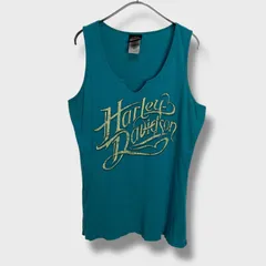 ☆Harley-Davidson☆ハーレーダビッドソン☆タンクトップ☆ノースリーブTシャツ☆USA製☆両面プリント☆Y2K☆ターコイズブルー☆レディースXXL☆H25M
