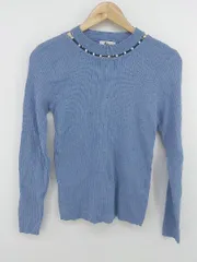 ◇ allamanda アラマンダ 装飾 パール 長袖 ニット カットソー サイズM ブルーグレー系 レディース P  【1303020000616】