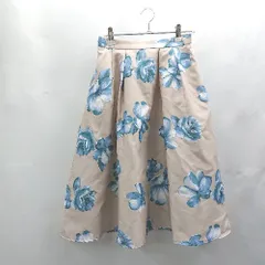 ◇ ⊂ JUSGLITTY ジャスグリッティー 花柄デザイン ひざ丈 フレア スカート サイズ0 ベージュ系 レディース E  【1503060024072】