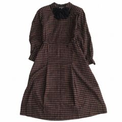 miss Chloe ミスクロエ ギンガムチェック柄 リボン付き シャツワンピース ブラウン レディース 【中古】