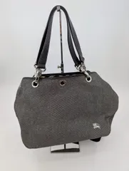 BURBERRY BLUE LABEL トートバッグ ノバチェック 黒×グレー ショルダー付き
