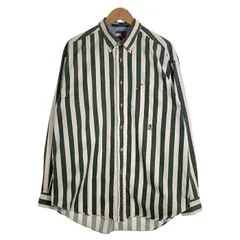 TOMMY HILFIGER トミーヒルフィガー ストライプ ボタンダウンシャツ ホワイト グリーン Size L