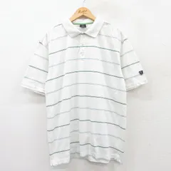 XL/古着 ナイキ NIKE 半袖 ブランド ポロ シャツ メンズ 00s ゴルフ 大きいサイズ コットン 白他 ホワイト ボーダー 25jun17 中古 トップス