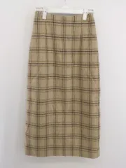 ◇ A day in the life UNITED ARROWS チェック ロング タイト スカート サイズ36 ベージュ レディース E  【1303240004272】