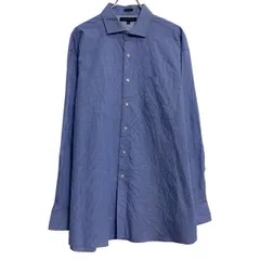 TOMMY HILFIGER 長袖 ストライプシャツ 17 XL 程 ブルー ホワイト トミーヒルフィガー ボタン ビッグサイズ 古着卸 アメリカ仕入 a701-5898のサムネイル