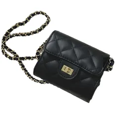 [One Drop] ショルダー バッグ ポシェット 斜めがけ 2way レディース 大 小 ウォレット お財布ポーチ カワイイ 軽量 スマホ シンプル ななめ掛け 人気 かばん 財布 ミニ かわいい kawaii コンパクト お洒落 エレガン [ブラック小]