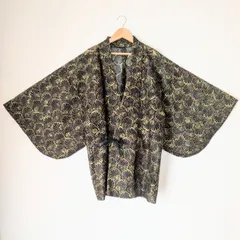 Japanese Vintage Haori Dochugi Kimono Coat Lace Material Green Black 羽織 道中着 コート レース 緑系 黒 オールシーズン 昭和レトロ 一点物 和洋折衷