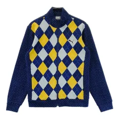 サイズ：M PUMA GOLF プーマゴルフ  裏フリース ニット ジップジャケット アーガイル柄 ネイビー系 [240101396497] ゴルフウェア メンズ ストスト