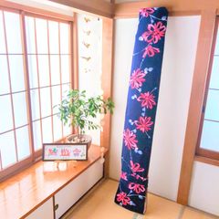 琴(箏)ゆたん　油単　カバー　紺地　花柄