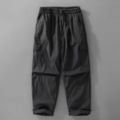 新品★未使用　アウトドアパンツ　カーゴパンツ　夏薄手ワークパンツ メンズ*新品ナイロン　作業ズボンダークグレー　M~3XL