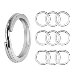 【迅速発送】kailund 二重リング ステンレス 20mm 10個入 キーホルダー リング 鍵 二重丸カン 丸環 平押し 手作り 頑丈 防錆 紛失防止 脱落防止 取付簡単 シルバー