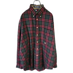 TOMMY HILFIGER 90s トミーヒルフィガー 長袖ボタンダウンシャツ 刺繍ロゴ  グリーン系 チェック メンズ Lサイズ