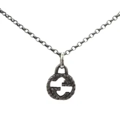 GUCCI グッチ ネックレス 455535-J8400-0811 エングレービング インターロッキングG ペンダント ユニセックス メンズ レディース