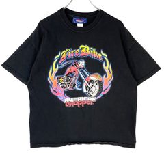 アメリカンチョッパーAmerican Chopper半袖TシャツバイクTモーターサイクルBIKEテレビ番組アメリカTV黒ブラックフェードvintageヴィンテージ40621