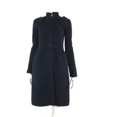 ポール＆ジョー PAUL&JOE コート ニット ウール スタンドカラー ひざ丈 長袖 M 38 紺 ネイビー 国内正規品のサムネイル
