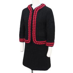 美品 GUCCI グッチ 410132 409364 シェリーライン ツイード ノーカラー ジャケット スカート スーツ セットアップ 46614