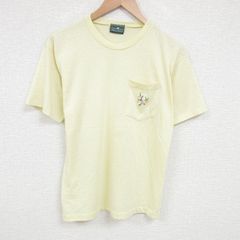 L/古着 半袖 ビンテージ Tシャツ メンズ 80s 胸ポケット付きクルーネック 黄 イエロー 25jun20 中古