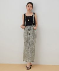 Adam et Rope　フロントスリットデニムスカート　38