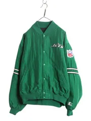 【お得なクーポン配布中!】 90s USA製 NFL オフィシャル スターター ジェッツ ナイロン スタジャン メンズ XL / 古着 オールド 中綿 キルティング ライナー ジャンパー