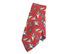 【お得なクーポン配布中!】 90s USA製 100% シルク ハンドメイド ポロ ラルフローレン ネクタイ 古着 90年代 オールド ブランド ビジネス カジュアル 総柄 レッド 国旗