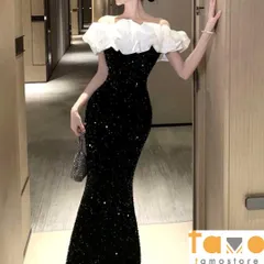 2024年　オフショルドレス スパンコール バイカラー 煌びやかな レディース