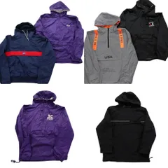 古着卸 まとめ売り アノラックパーカー ジャケット 6枚セット (メンズ Ｓ ) USA ワンポイント ライン 英字プリント 中古 古着 NB1188