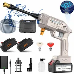 実用品★高圧洗浄機 コードレス 6種類噴射モード 6-in-1ノズル洗車 強力噴射 48V大容量バッテリー付き 5MPa最大吐出圧力 水噴射量5.2L/min