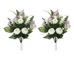 光触媒仏花 仏花カラーリリー2個セット お供え 花 造花 お盆 お彼岸 仏壇 法事 弔花 仏間 墓参り 墓前 仏前 枯れない アレンジメント Lサイズ