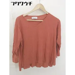◇ ADAM ET ROPE アダムエロペ 薄手 ニット Vネック 七分袖 セーター サイズF オレンジ系 レディース  【中古】 【1201110001904】