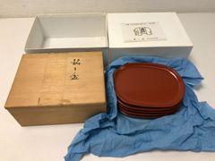 【★38-372】■未使用■平安象彦 漆塗り 茶托揃え（6305）