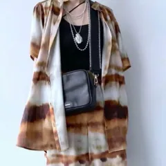 HARE ハレ 総柄シャツ HAL06002LE 柄シャツ 半袖 茶色 FREEサイズ 夏 レディース 夏 ゴーゴー古着 久喜倉庫店 溝草847