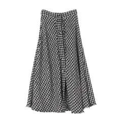 S ZARA(ザラ) ハウンドトゥースチェック ツイード ロング マキシ スカート