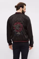 【希少】DIESEL 刺繍　スカジャン リバーシブル　ベロア　黒 DIESEL スカジャン M リバーシブル 刺繍 サテン ベロア ブラック