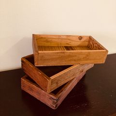 昭和レトロ　小さめ木箱　３つセット【D】　古材・古箱でリメイク