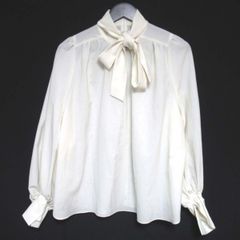 美品 St.cecilia セントセシリア 2way ロングスリーブ ボウタイ リボン プルオーバー ブラウス M-8651 1サイズ ホワイト レディース 古着 中古 USED