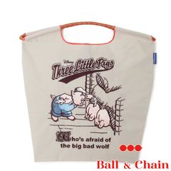 【正規品】 ボールアンドチェーン (The three little pigs 3匹の子豚 / グレー) Mサイズ  トートバッグ エコバッグ 刺繍 灰色 豚