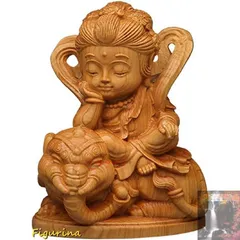 仏像 木彫り 普賢菩薩 辰年・巳年 ミニチュア仏像 開運十二干支お守り本尊・守護仏 桧木製 手作り 車載置物 人気 ギフト用 3寸 llh