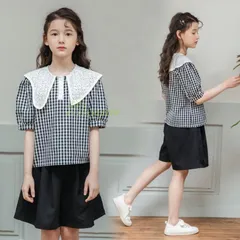 セットアップ キッズ 女の子 夏服 上下セット チェク柄Tシャツ 可愛い カジュアル オシャレ 子ども服 ショットパンツ  vii3x513179