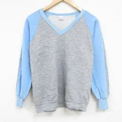 S/古着 長袖 スウェット メンズ 80s 無地 ツートンカラー Vネック グレー他 霜降り 24aug23 中古 スエット トレーナー トップス