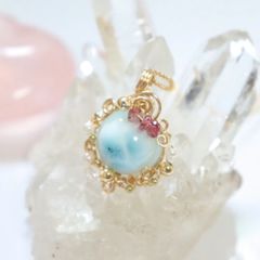 天然石アイスラリマーのワイヤージュエリーネックレスタヒーリングペンダント高品質