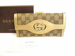グッチ GUCCI GGキャンバス インターロッキング G スーキー 2つ折り財布 長財布 ロングウォレット 【未使用保管品】