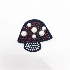 【LM / エルム】ブローチ F・キノコ  /  立体刺繍アクセサリー きのこ パール