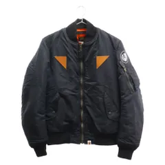 A BATHING APE (アベイシングエイプ) MA-1 レザーパッチ ミリタリー フライトジャケット ブラック 1870-141-038のサムネイル
