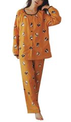 【新着商品】[Euyqs] レディース二重ガーゼ長袖 丸首メロウフリルパジャマ