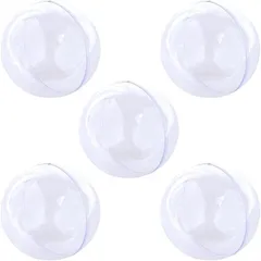 TKY プラスチックボール 球 オーナメント 飾り ポチなし 透明 中空 球体 装飾 収納 DIY 5個 セット(クリア,  5cm)