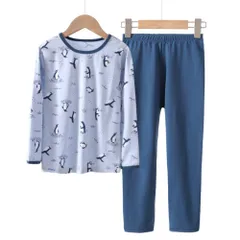 ☆ ペンギン ☆ 120cm ☆ キッズ パジャマ ルームウェア 部屋着 上下セット キッズ パジャマ ルームウェア 部屋着 上下セット キッズパジャマ 長袖パジャマ パンツ 寝巻き 長ズボン ナイトウェア こども 子ども 子供 上下 セット セットアップ