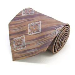 キミジマ ブランド ネクタイ ストライプ柄 スクエア柄 シルク 日本製 PO メンズ ブラウン KIMIJIMA PARIS TOKYO 【中古】