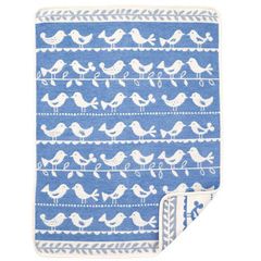KLIPPAN シュニールコットンミニブランケット (birds) blue